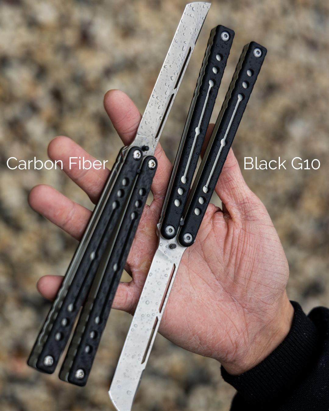 Tanto_CF_G10_Nautilus On Hand Side By Side Opened Blurry Background