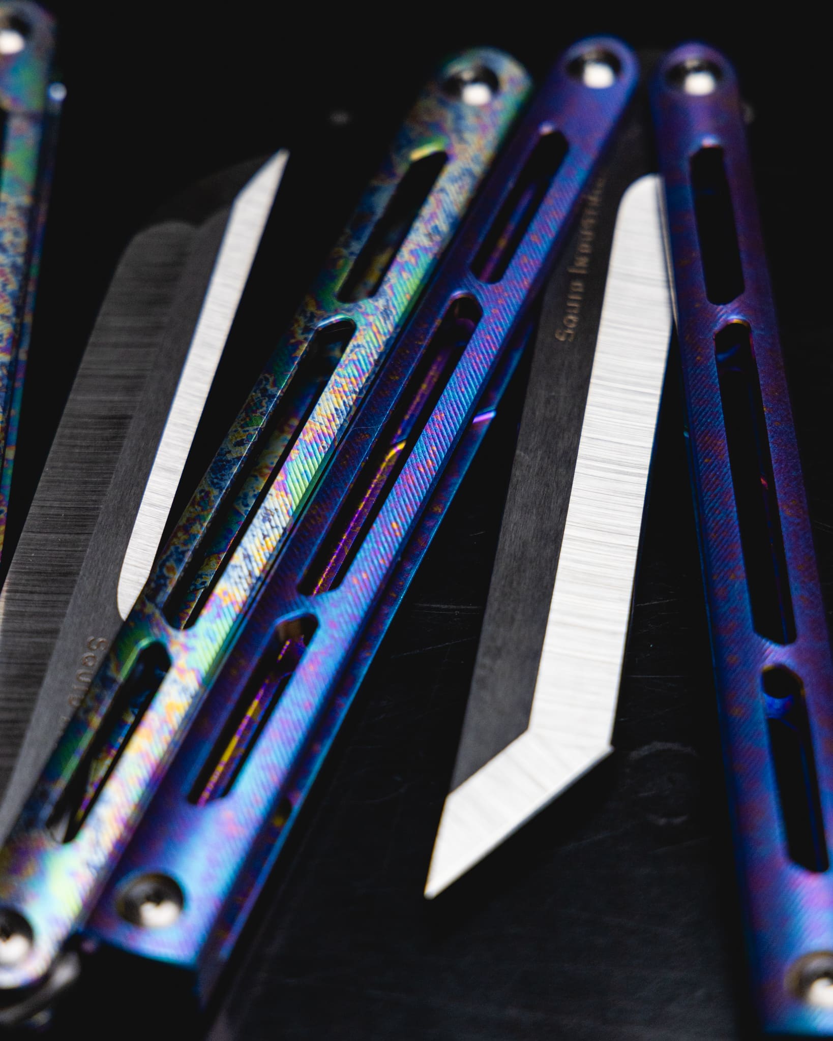 Anodized AMKW Blurple Tanto and Classic Pearl 