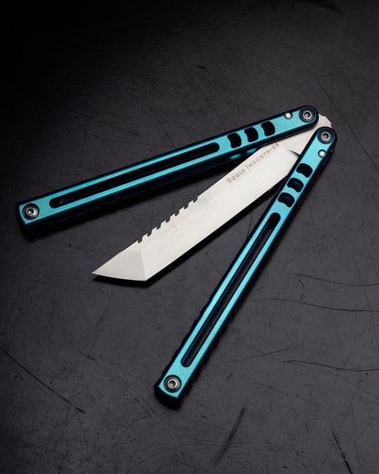 Anodized Teal Madko Tanto Semi Closed Black Background