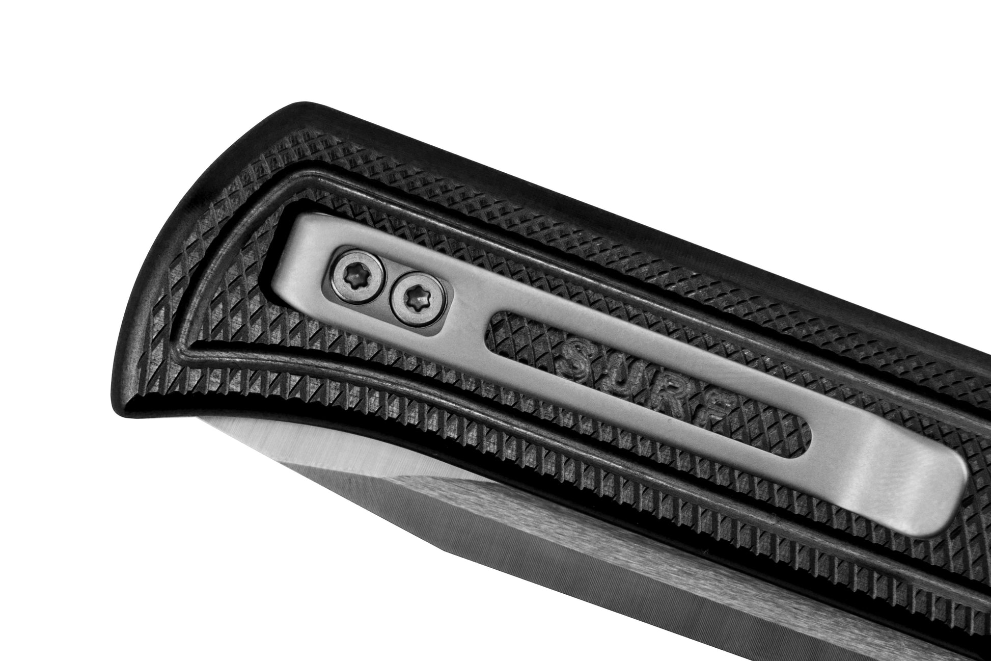 black surf engraving closeup white background