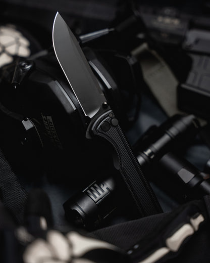 Surf placed with flashlight, ear gear with blurry background