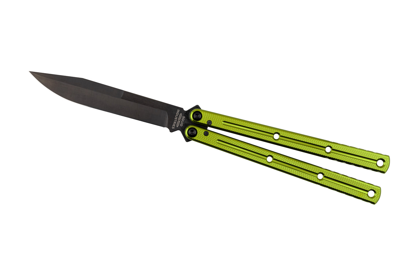inked electric lime weehawk in open position white background