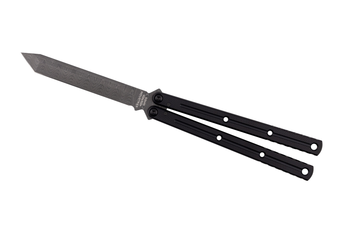Matte Black Damascus Tanto Krake Raken White Background