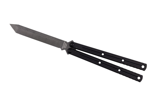 Matte Black Damascus Tanto Krake Raken White Background