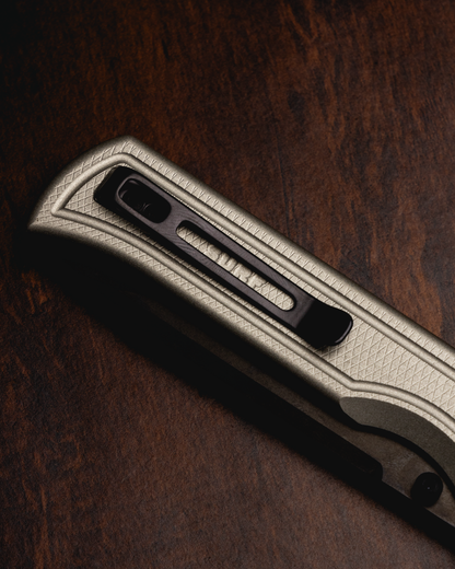 Matte Silver Inked Surf Pocket Clip Close Up 