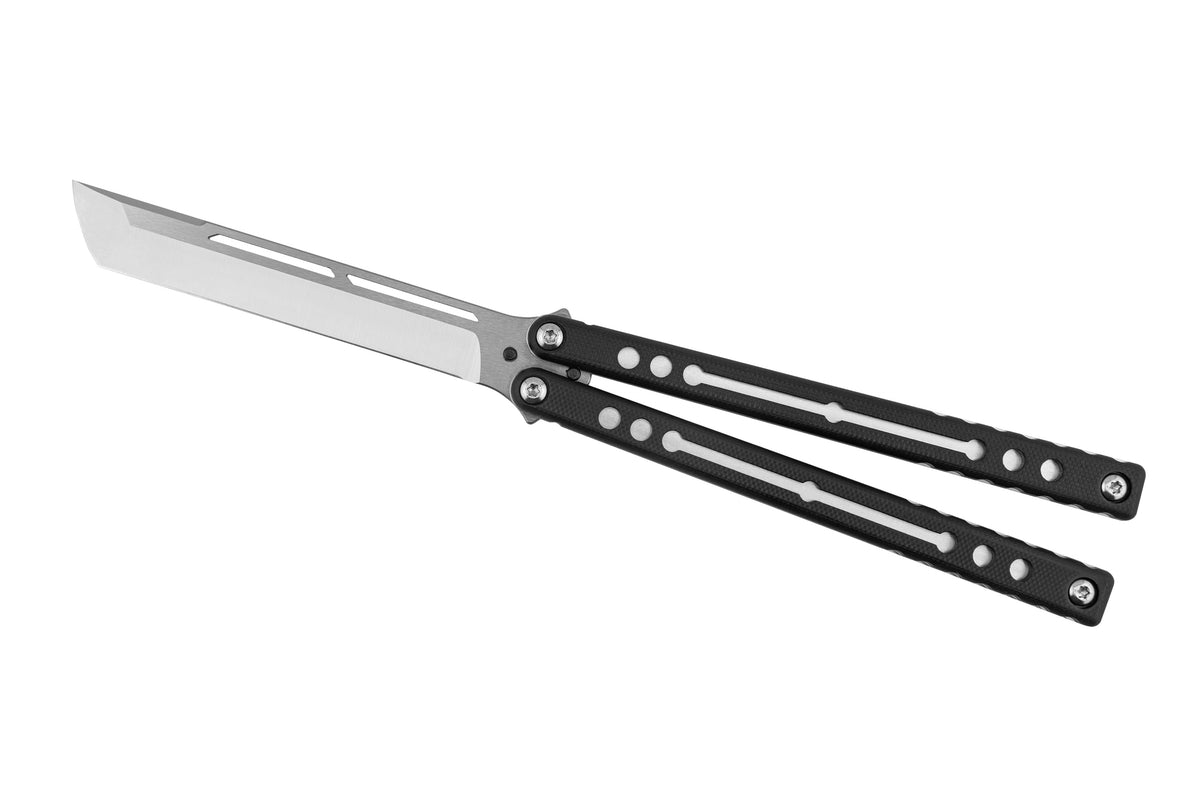 Silver Nautilus Tanto Satin Open Position White Background
