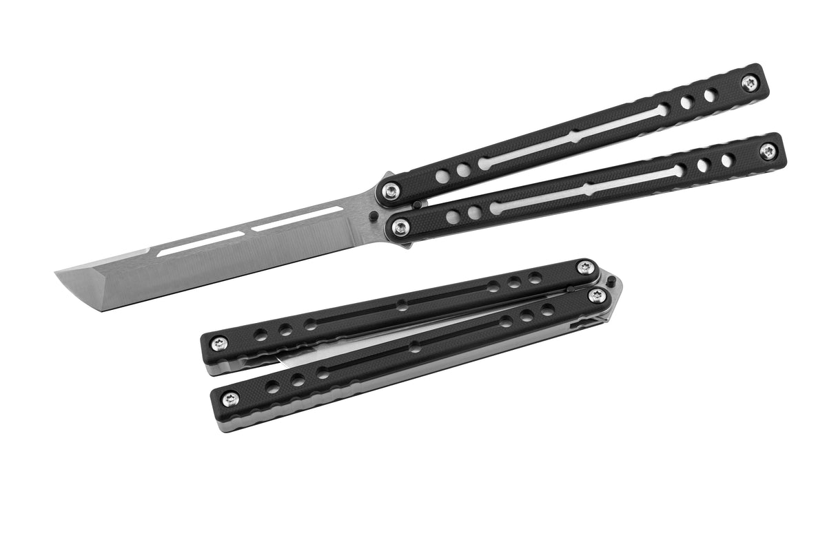 Silver Nautilus Tanto Satin Open & Close Position White Background