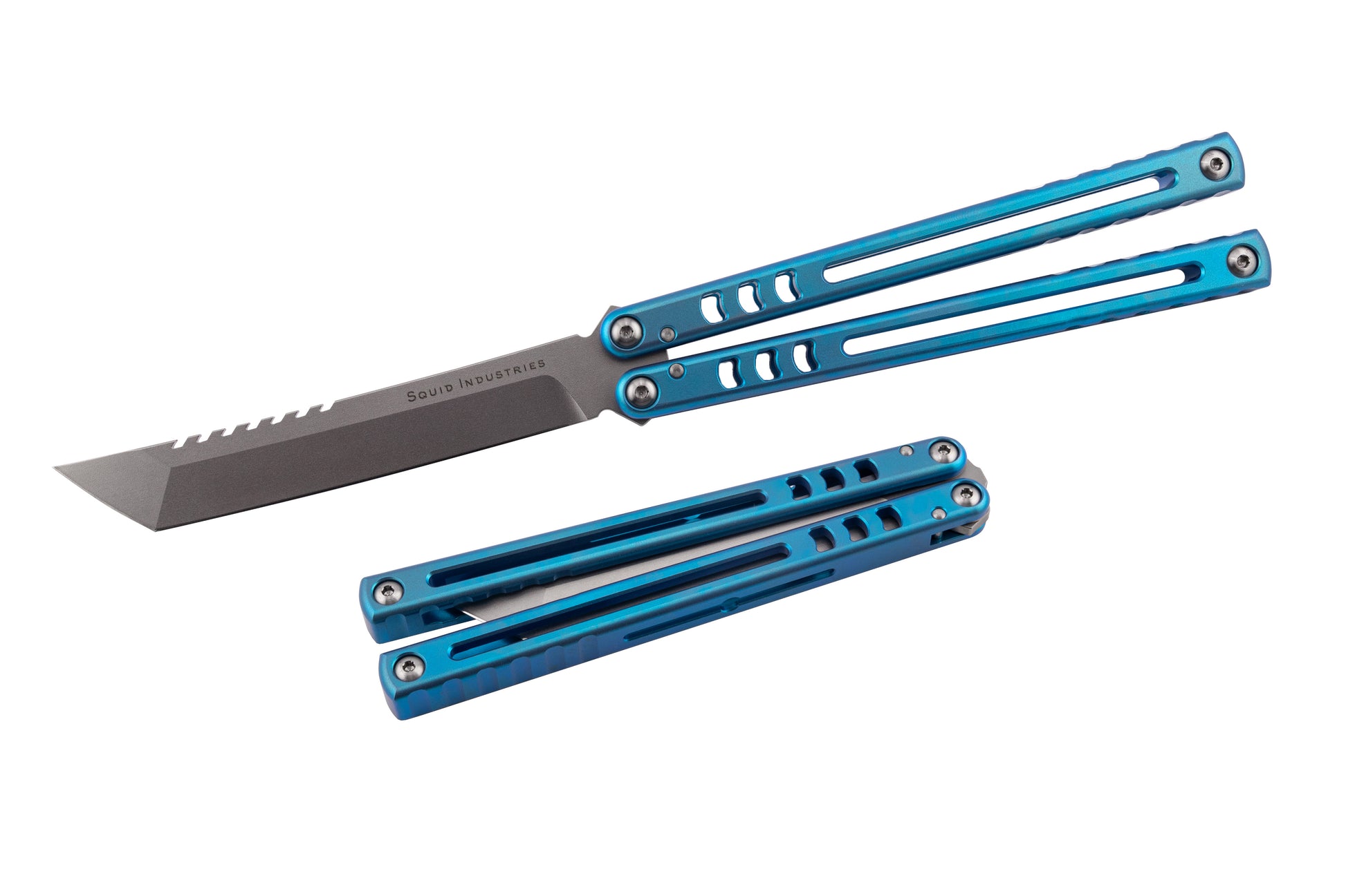 Teal Madko Tanto Closed and Open Side By Side White Background